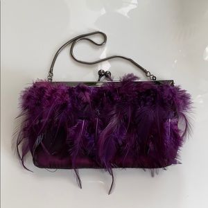 Small purple feather clutch